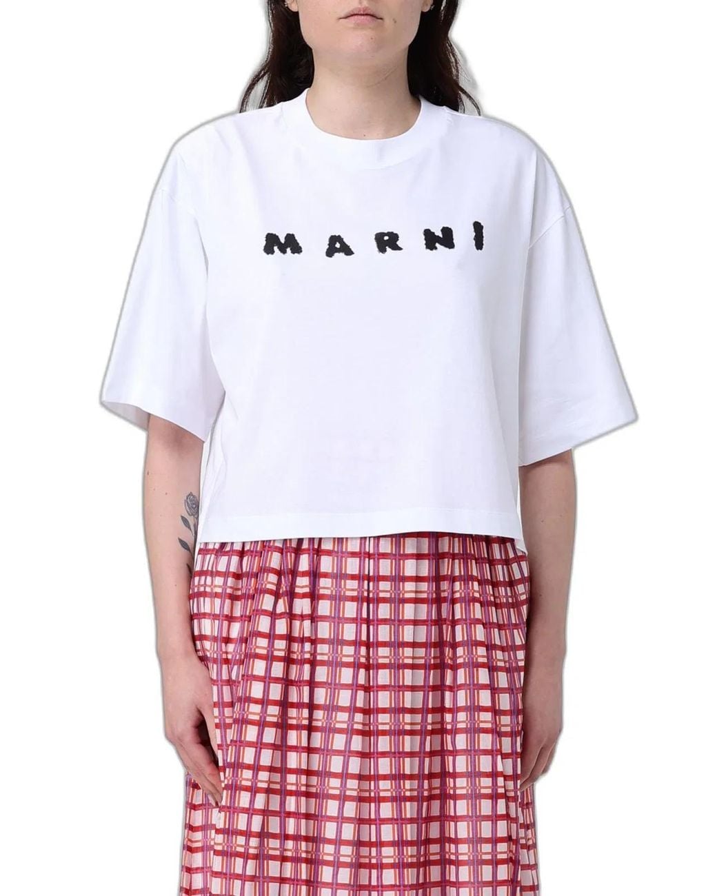 Marni White Lily Cotton T-Shirt