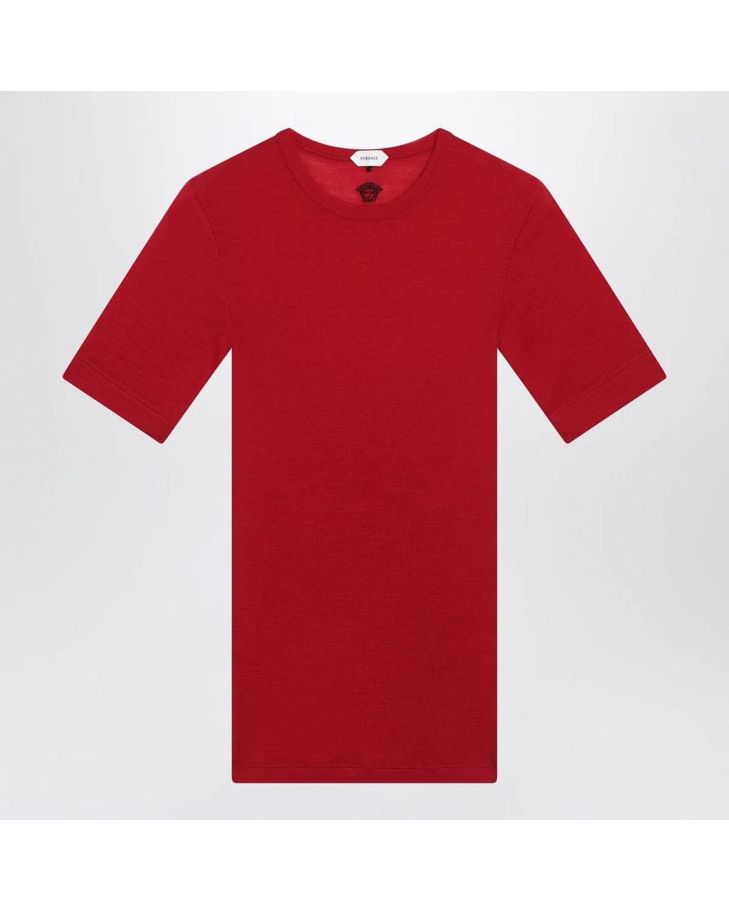 Versace Wool T-Shirt With Embroidered Logo