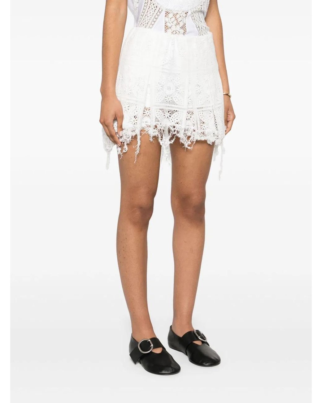 Loewe White Cotton Mini Skirt