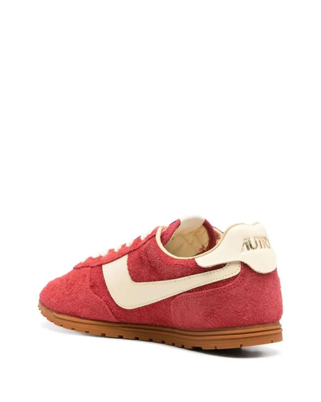 Autry Red "Windspin Low" Suede Leather Sneakers