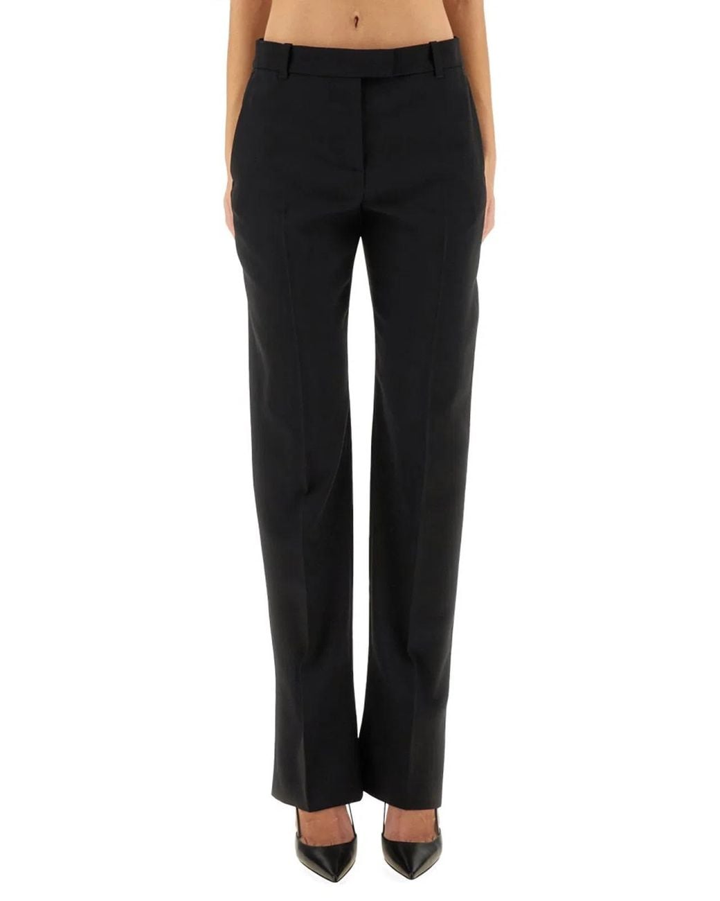 McQueen Black Wool Gabardine Tailored Pants