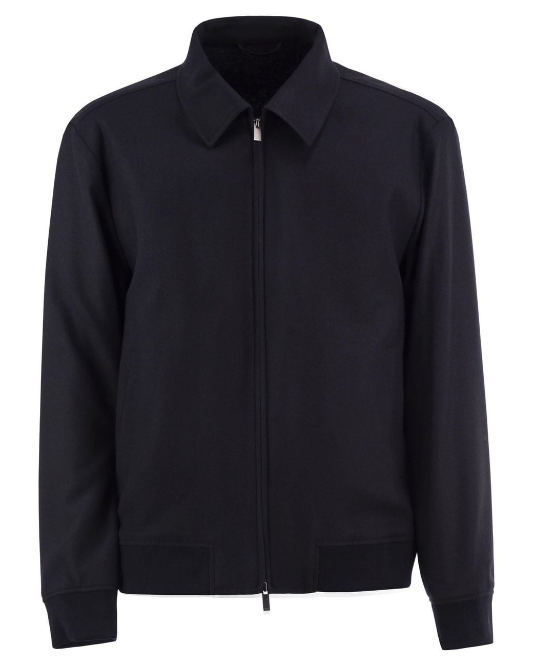 Boss Blue Virgin Wool Blend Jacket With Zip for men