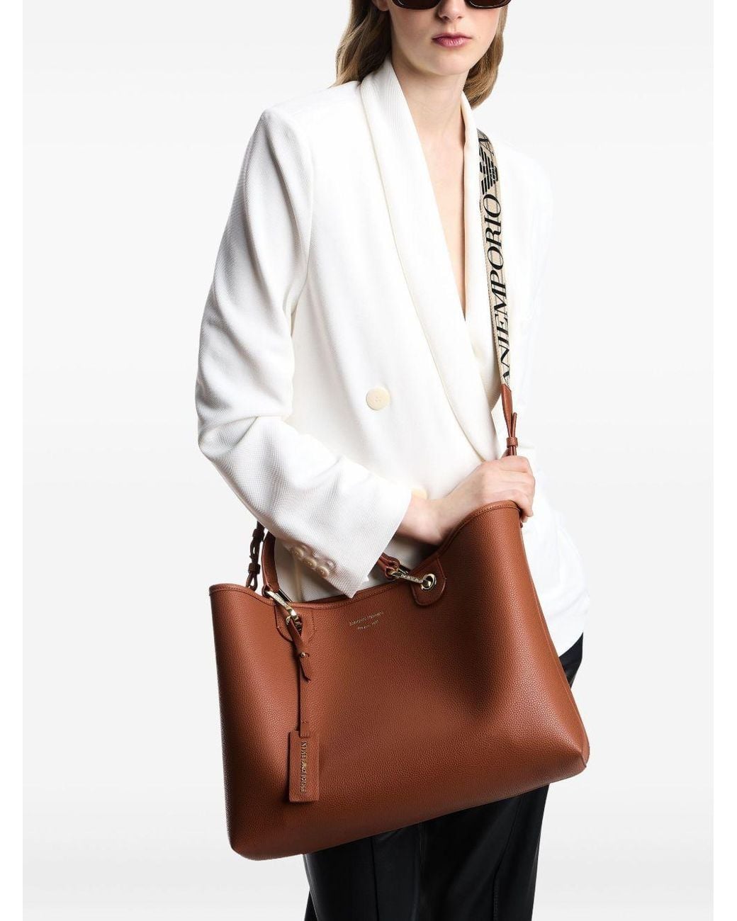 Emporio Armani Brown Myea Medium Tote Bag