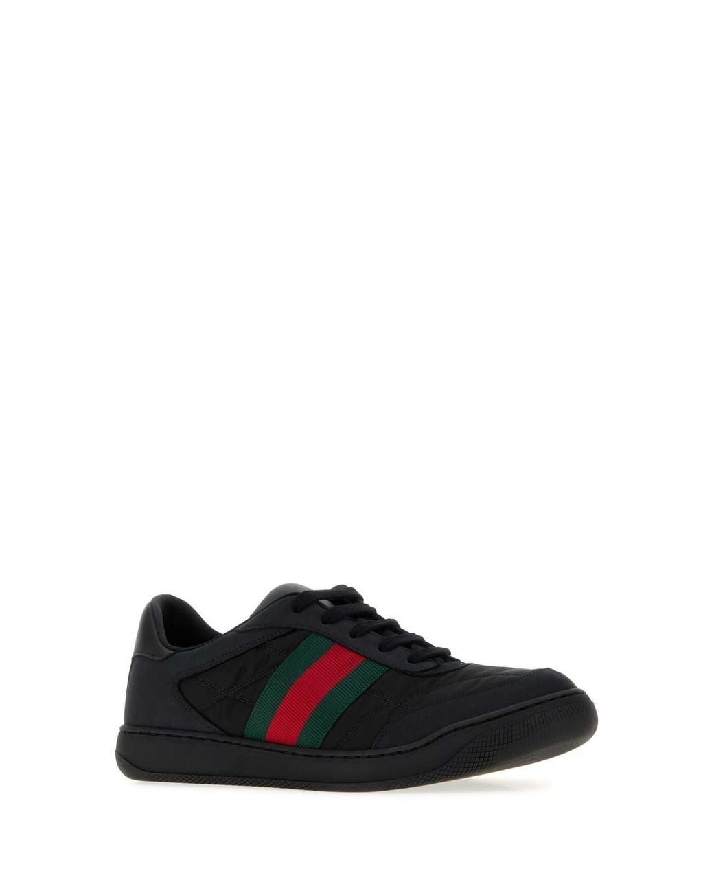 Gucci Black Leather And Fabric Screener Sneakers for men