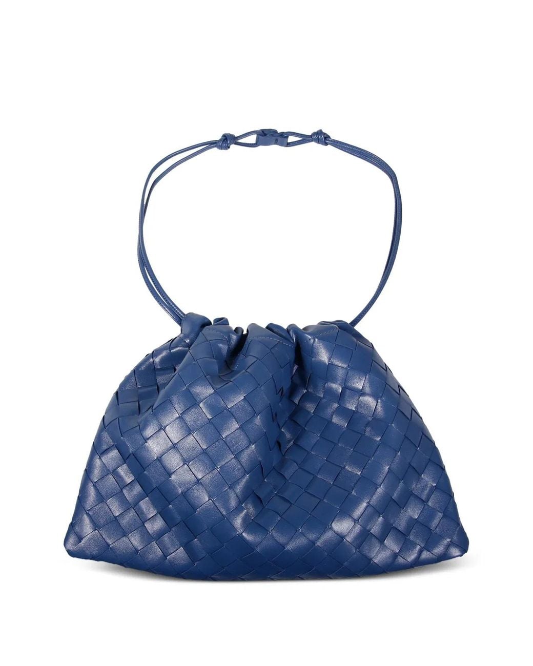 Bottega Veneta Blue Intrecciato Drawstring Medium Shoulder Bag