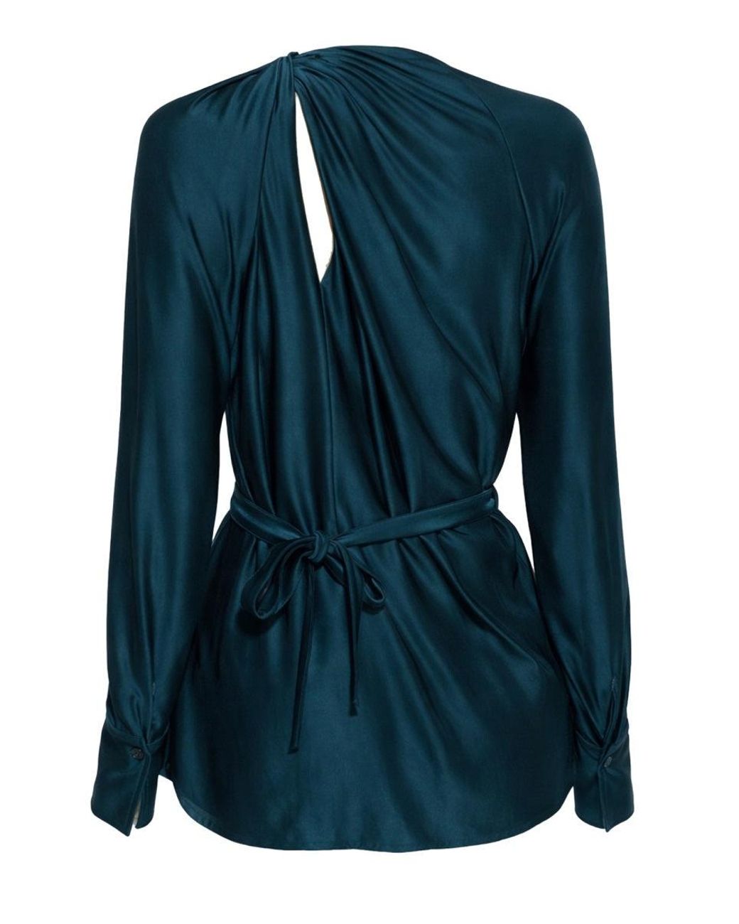 Victoria Beckham Blue Draped Blouse