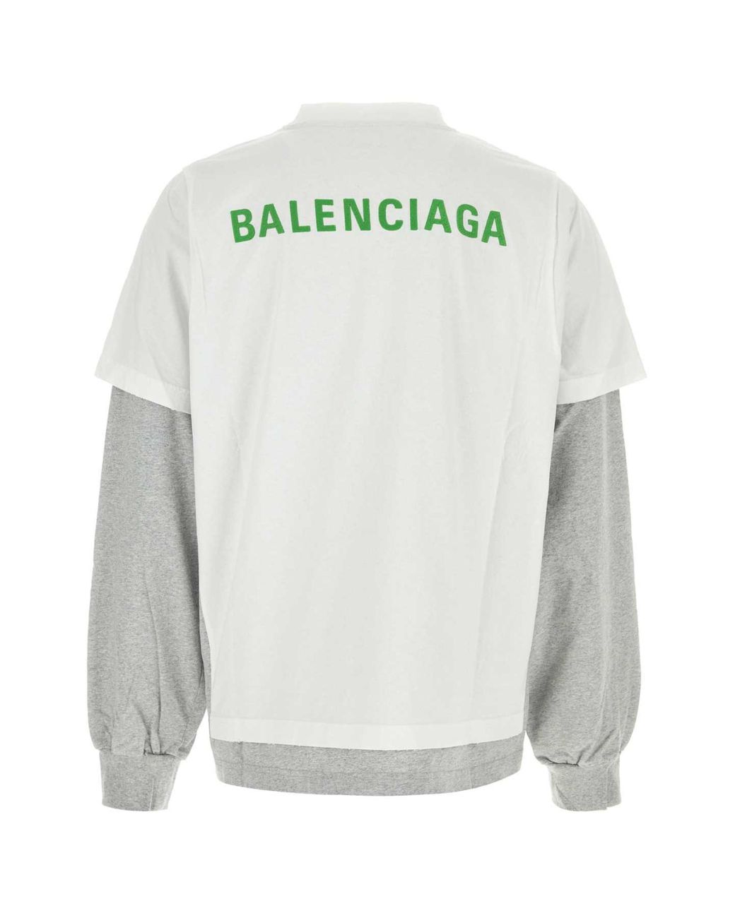 Balenciaga White Full Sleeves Logo T-Shirt for men