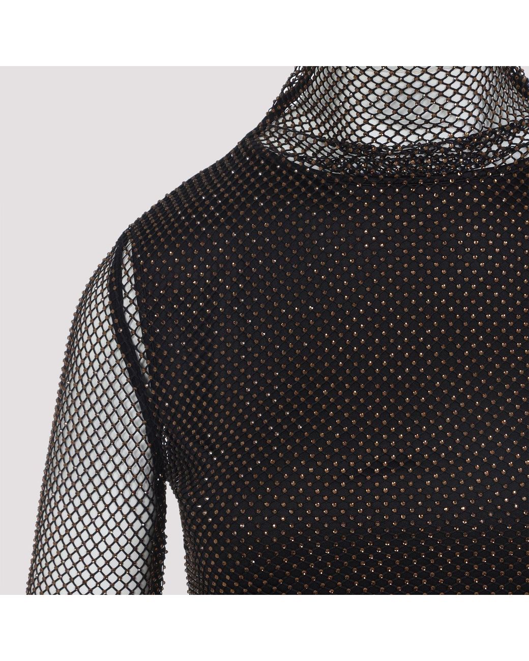 Sportmax Black Gerarda Crystal Top With Stand-Up Collar
