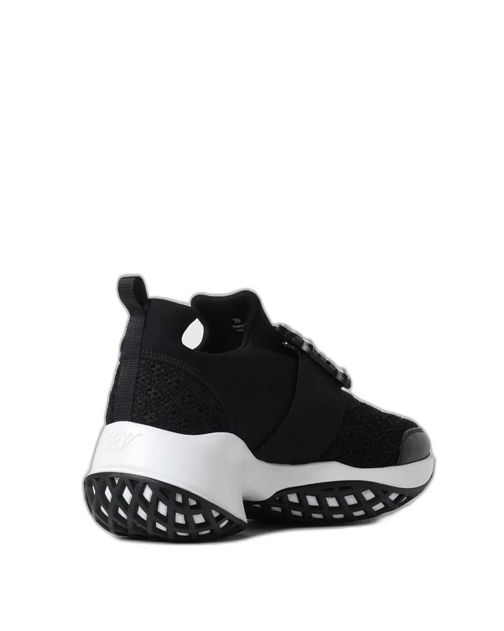 Roger Vivier Black Viv' Run Fabric Crystal Buckle Sneakers