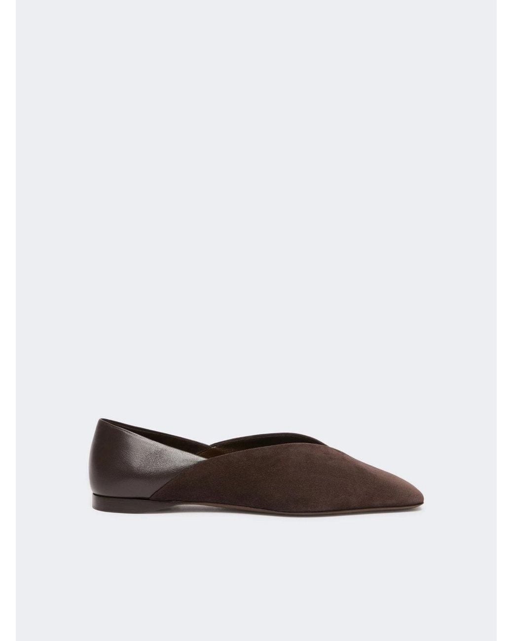 Max Mara White Split Leather And Nappa Leather Ballet Flats