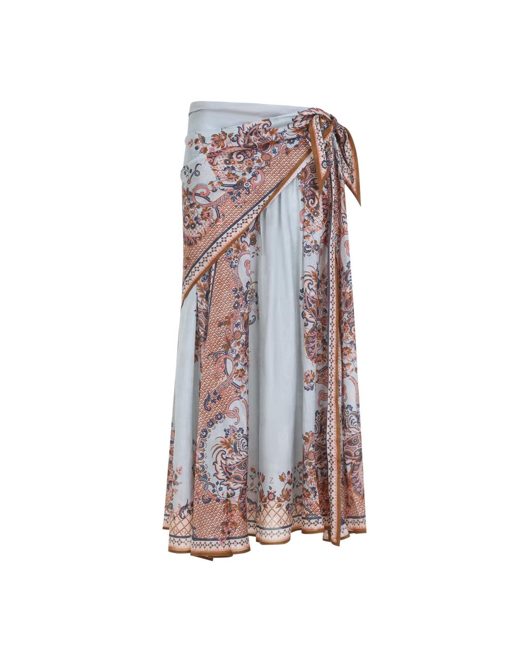 Zimmermann Blue Pasley Floral Aster Scarf Mini Skirt