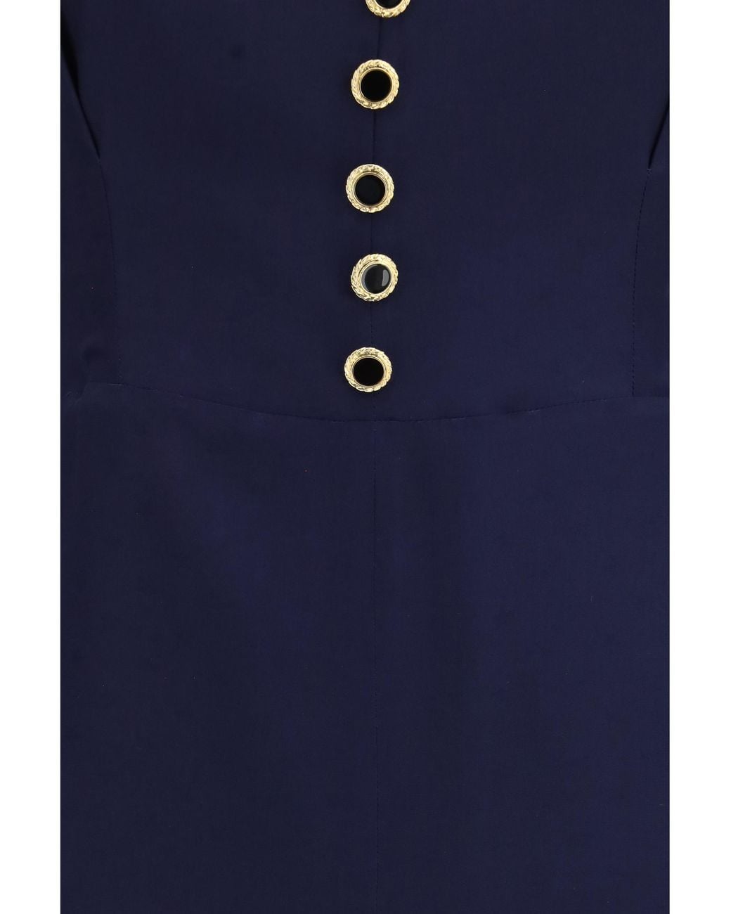 Alessandra Rich Blue Silk Midi Dress With Buttons And Contrast Piping