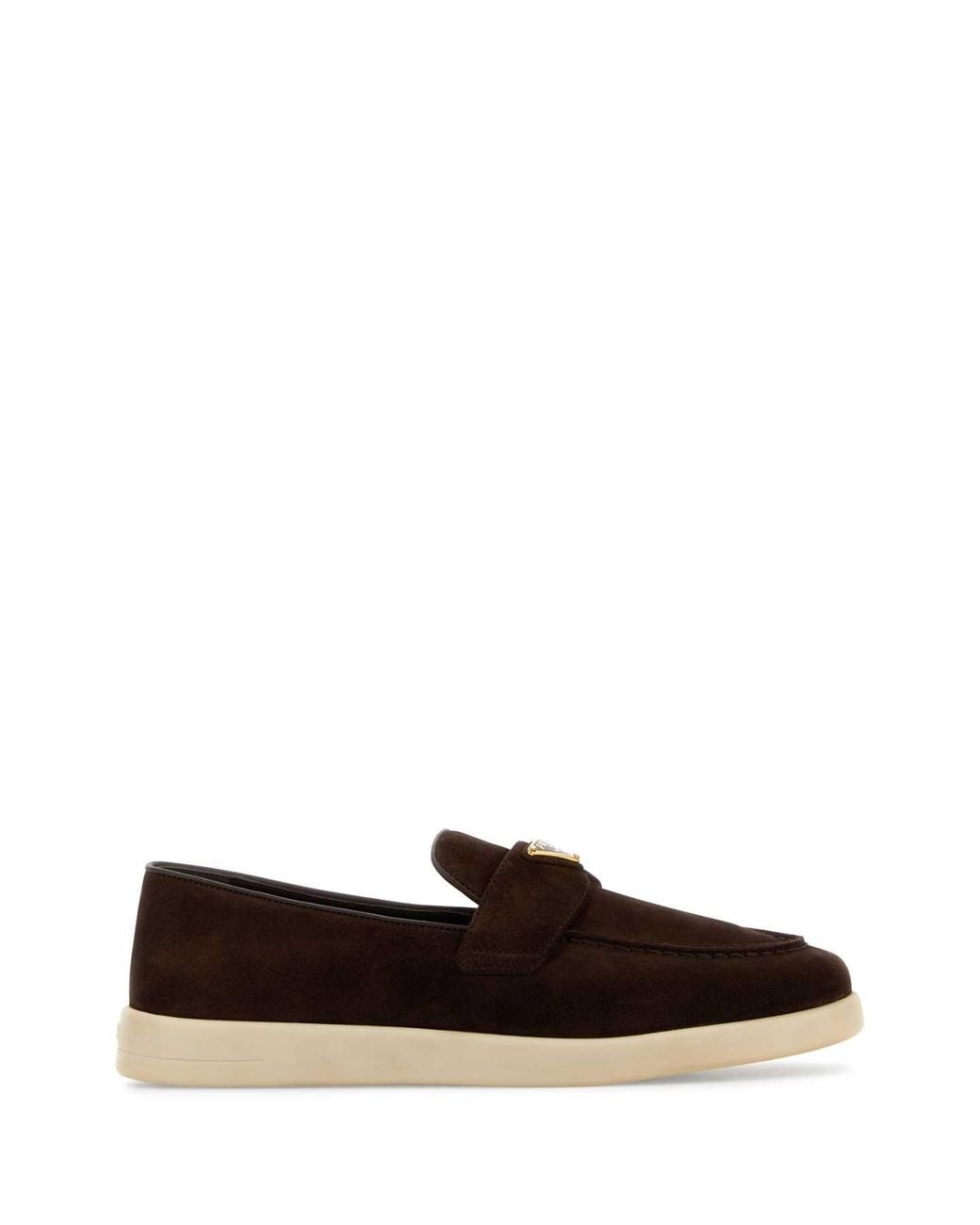 Prada Brown Dark Suede Loafers For