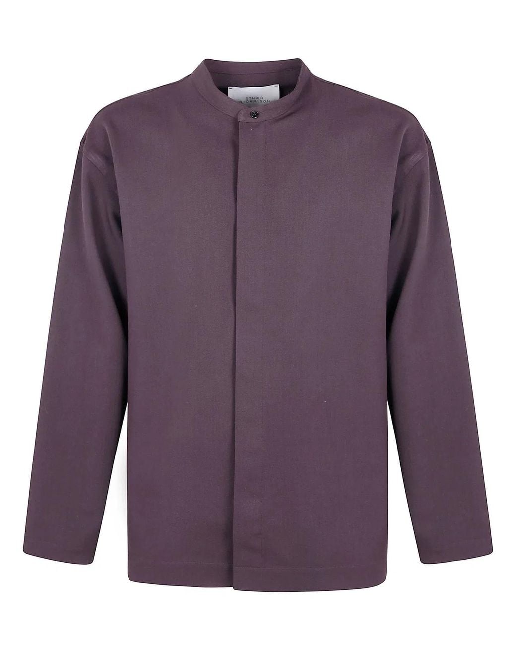 Studio Nicholson Purple "Karst" Grandad Collar Shirt for men