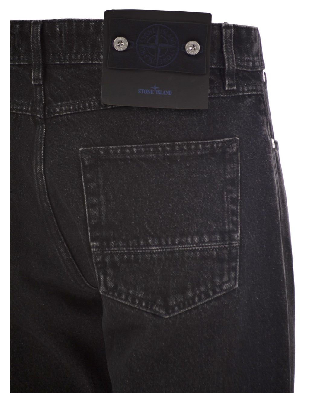 Stone Island Black Straight-Leg Five-Pocket Cotton Jeans for men
