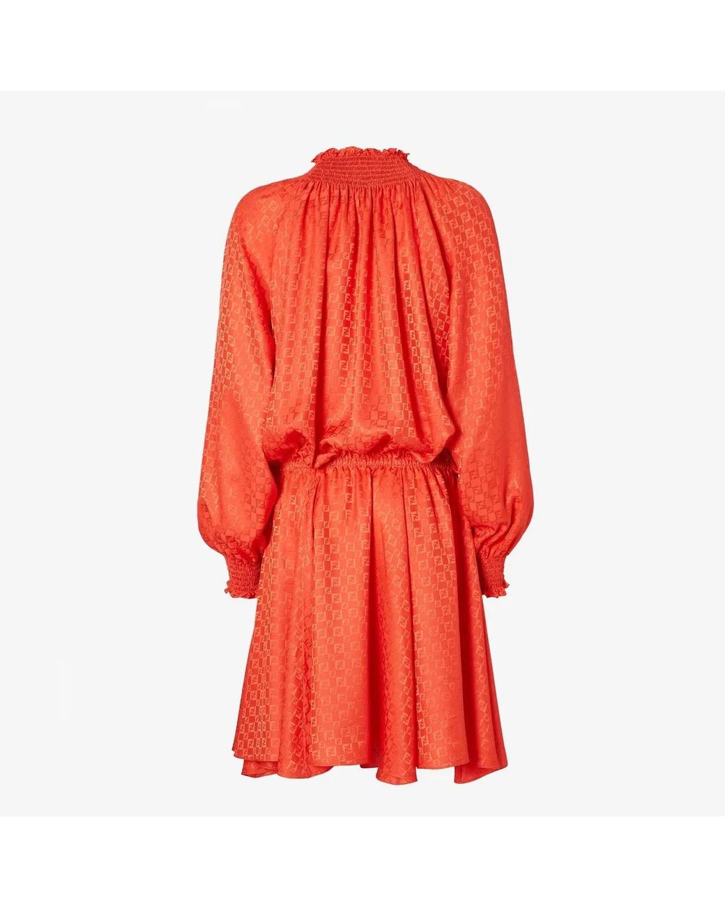 Fendi Red Silk Jacquard Dress