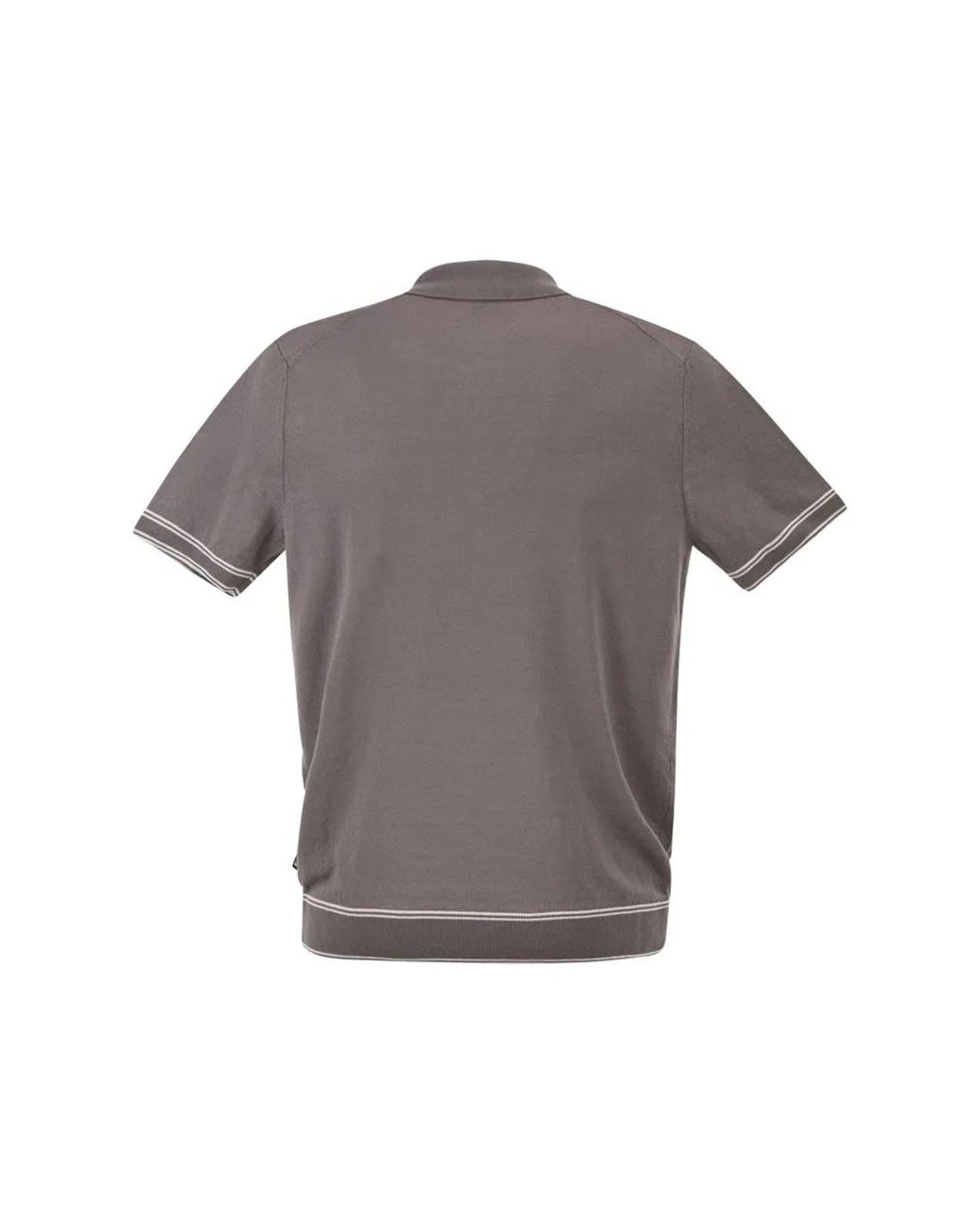 Boss Gray Linen And Viscose Polo Shirt With Zip And Contrast Trims for men