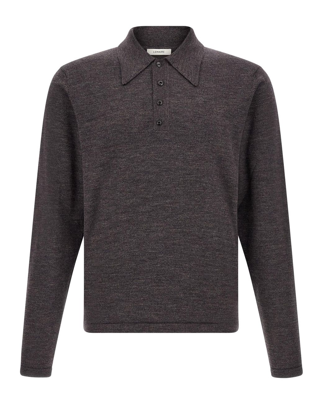 Lemaire Gray Mouliné Wool Polo Shirt for men