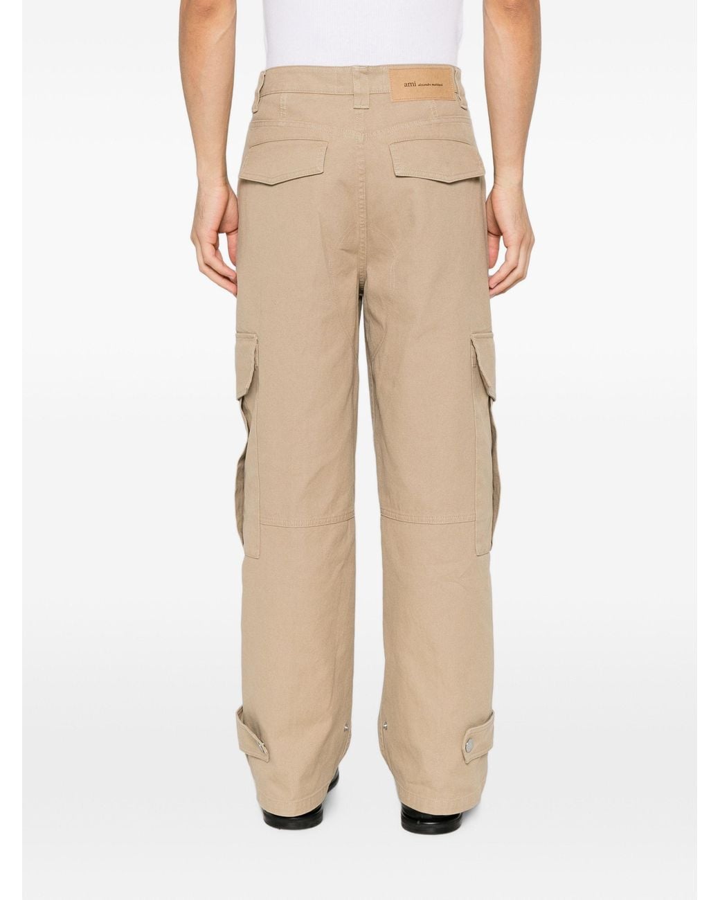 AMI White Panelled Straigh-Leg Cargo Pants for men