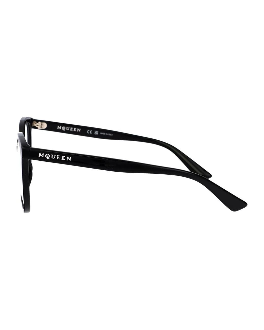 McQueen Black Transparent Recycled Acetate Glasses