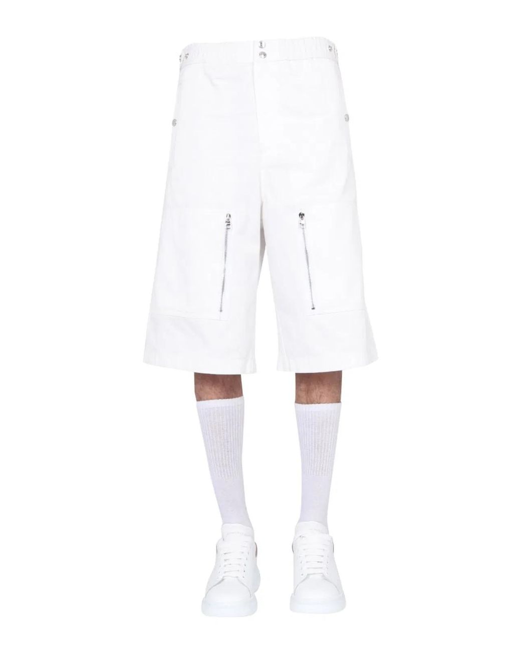 McQueen White Japanese Gabardine Shorts for men