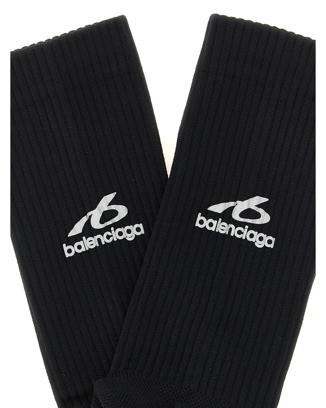 Balenciaga Black Ribbed Socks With Logo