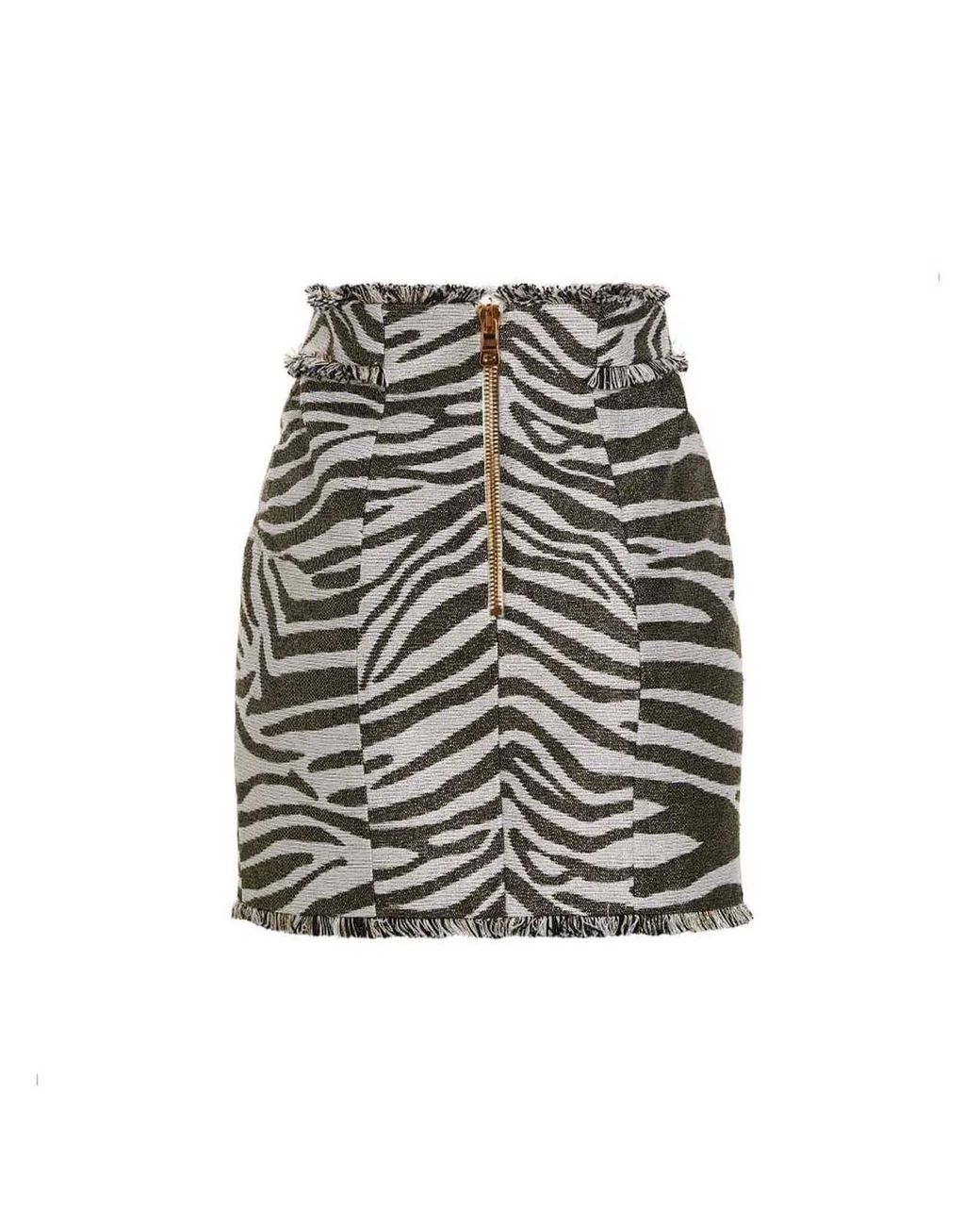 Balmain Black 'Lurex Zebra' Skirt