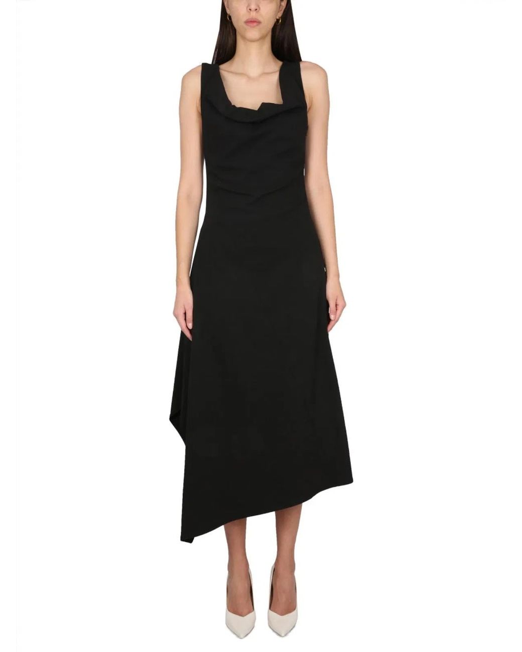 Bottega Veneta Black Asymmetrical Midi Dress
