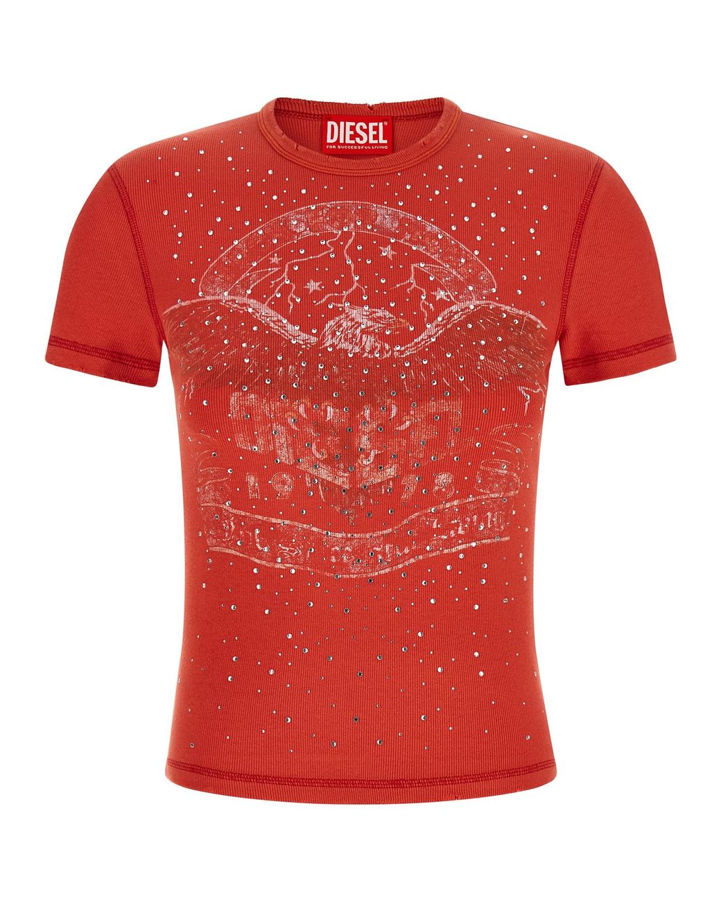 DIESEL Red 'T-Marsy-Rib-Cry' T-Shirt