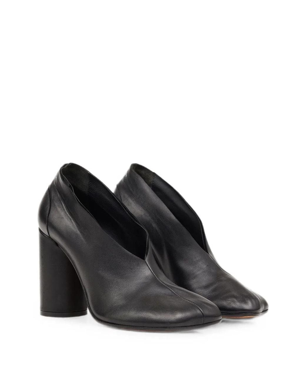MM6 by Maison Margiela Black Leather Flat Shoes