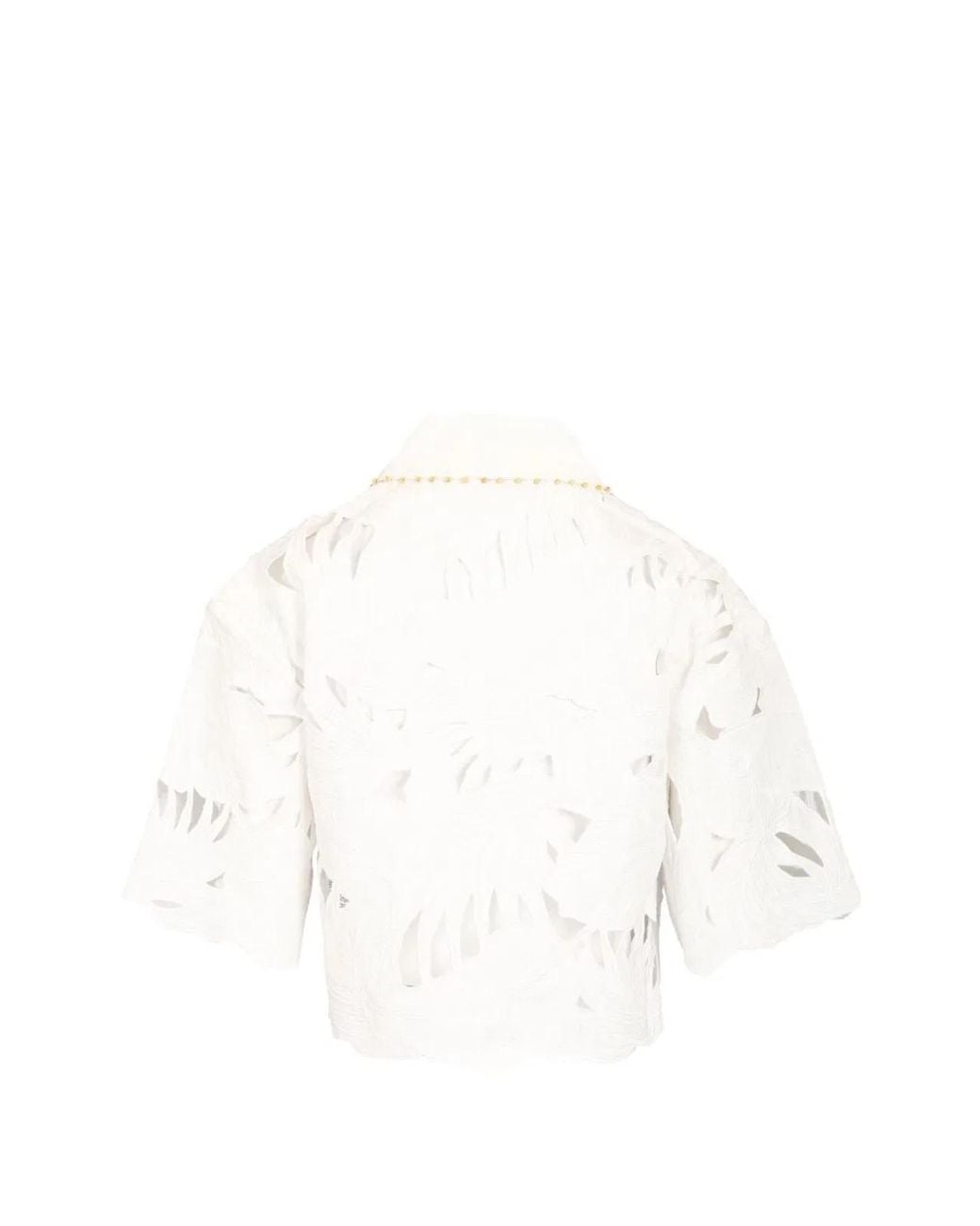 Zimmermann White Mahon Embroidered Crop Shirt