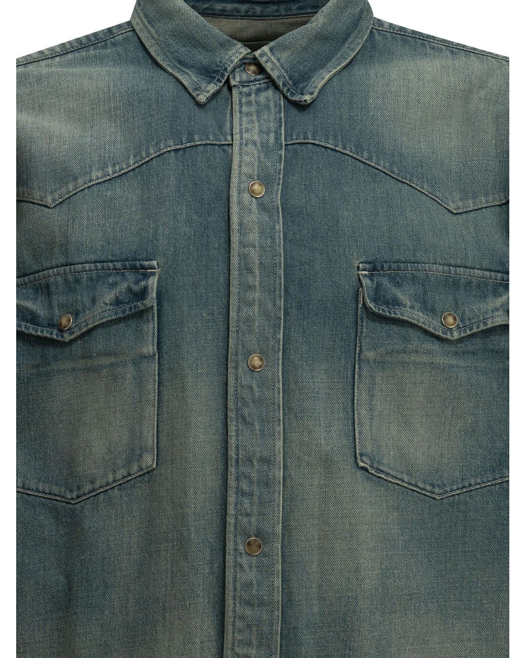 A.PRESSE Green Lightblue Cotton Casual Shirt for men