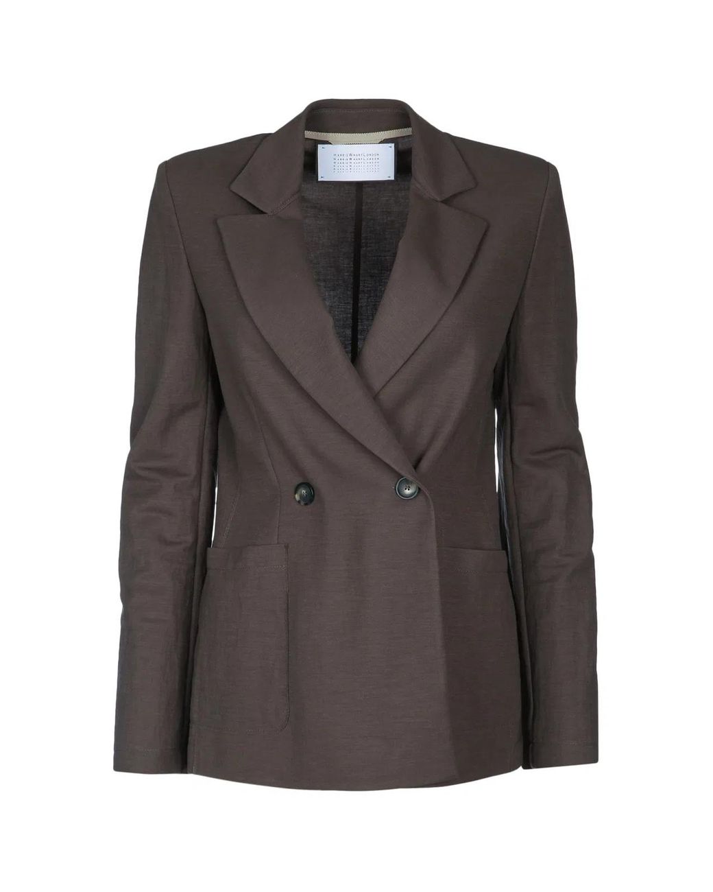Harris Wharf London Black D.B. Blazer With Shoulder Pads Rayon