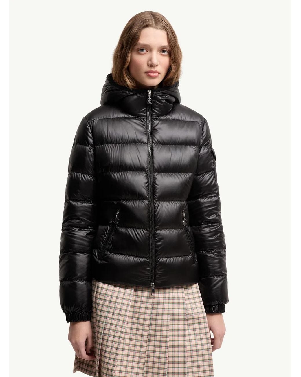 Moncler Black Glesse Short Down Jacket With Hood