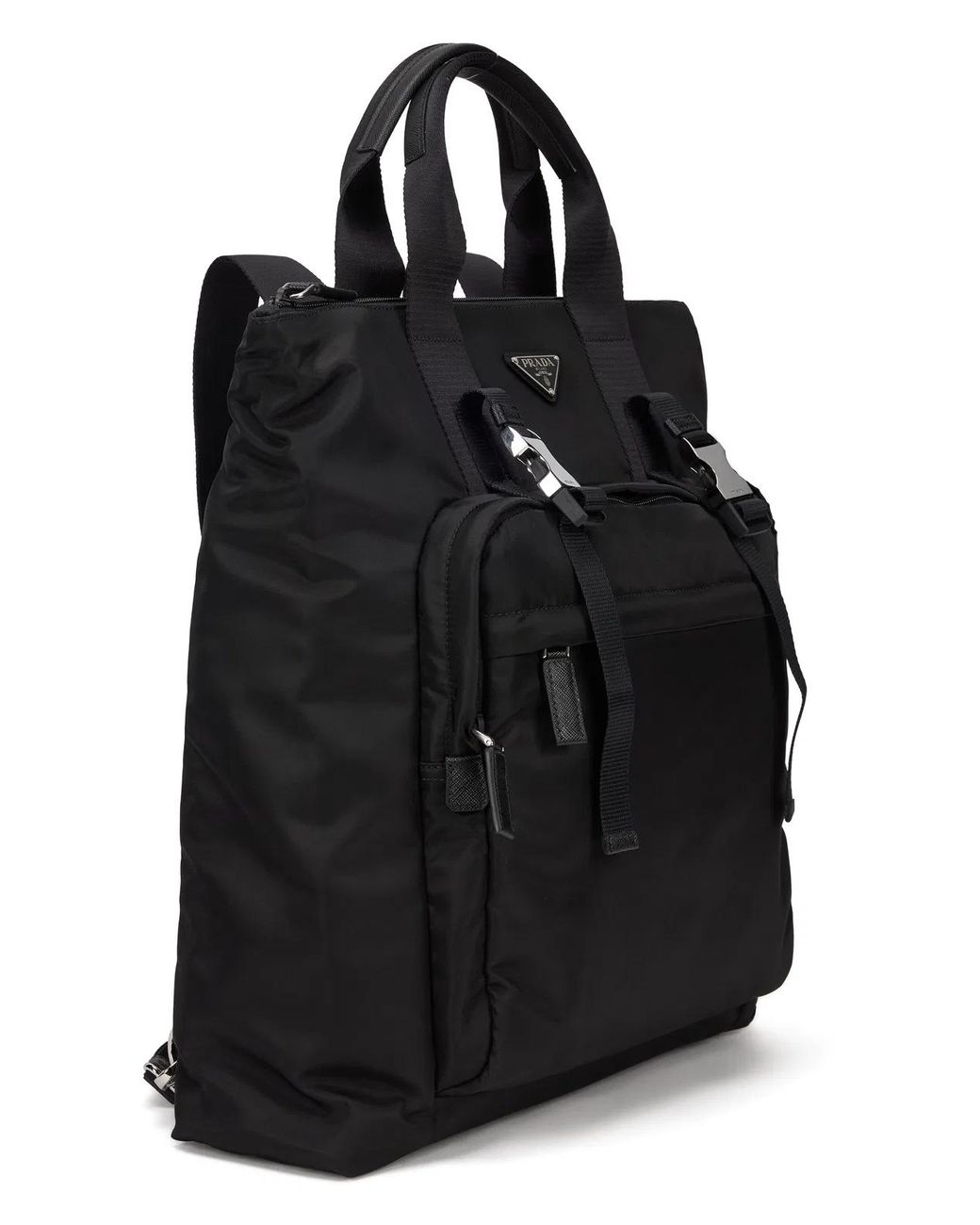 Prada Black Tote Bag Re-Nylon & Saffiano Leather, Polyamide for men