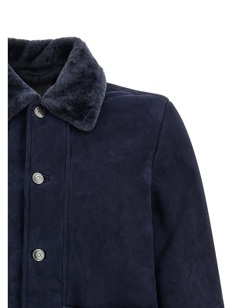 Giorgio Brato Blue Shearling Neck Overshirt for men