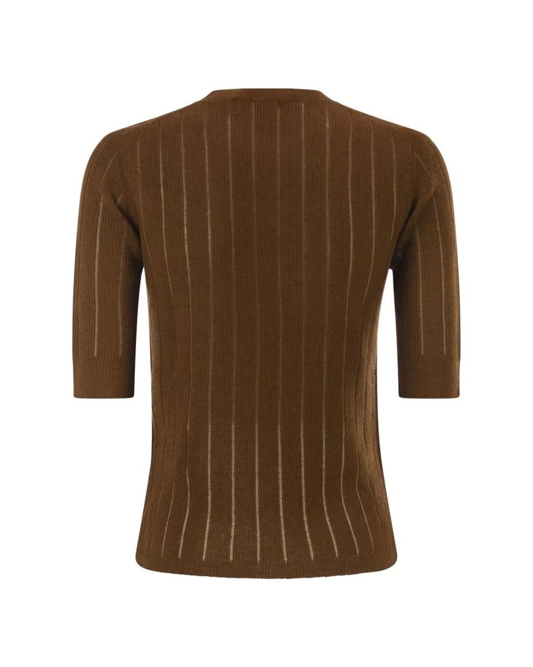 Max Mara Brown Mstragno – Slim-Fit Silk And Wool Ribbed Knit Top