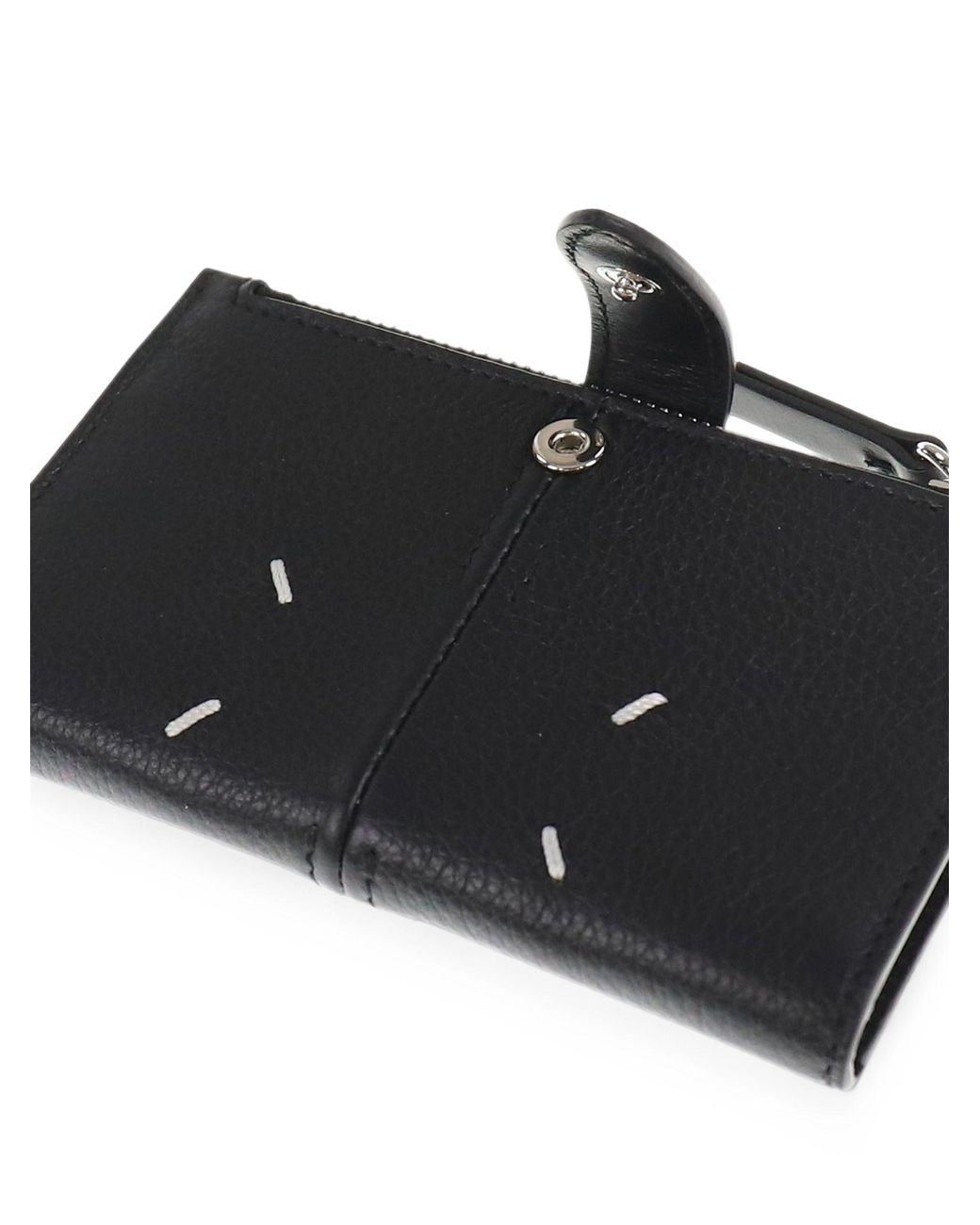 Maison Margiela Black Leather Zip Cardholder for men