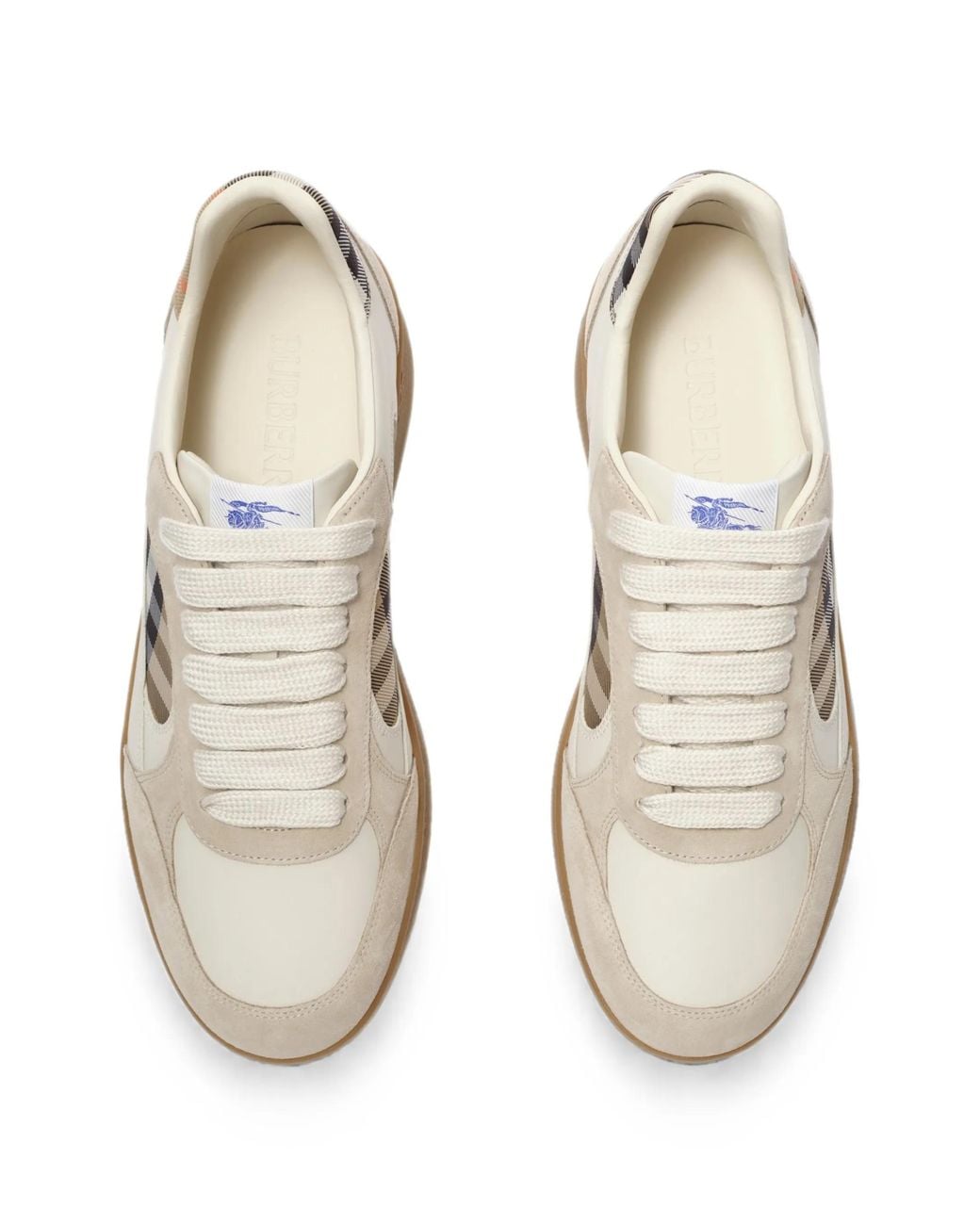 Burberry White Terrace Leather And Check Sneakers for men