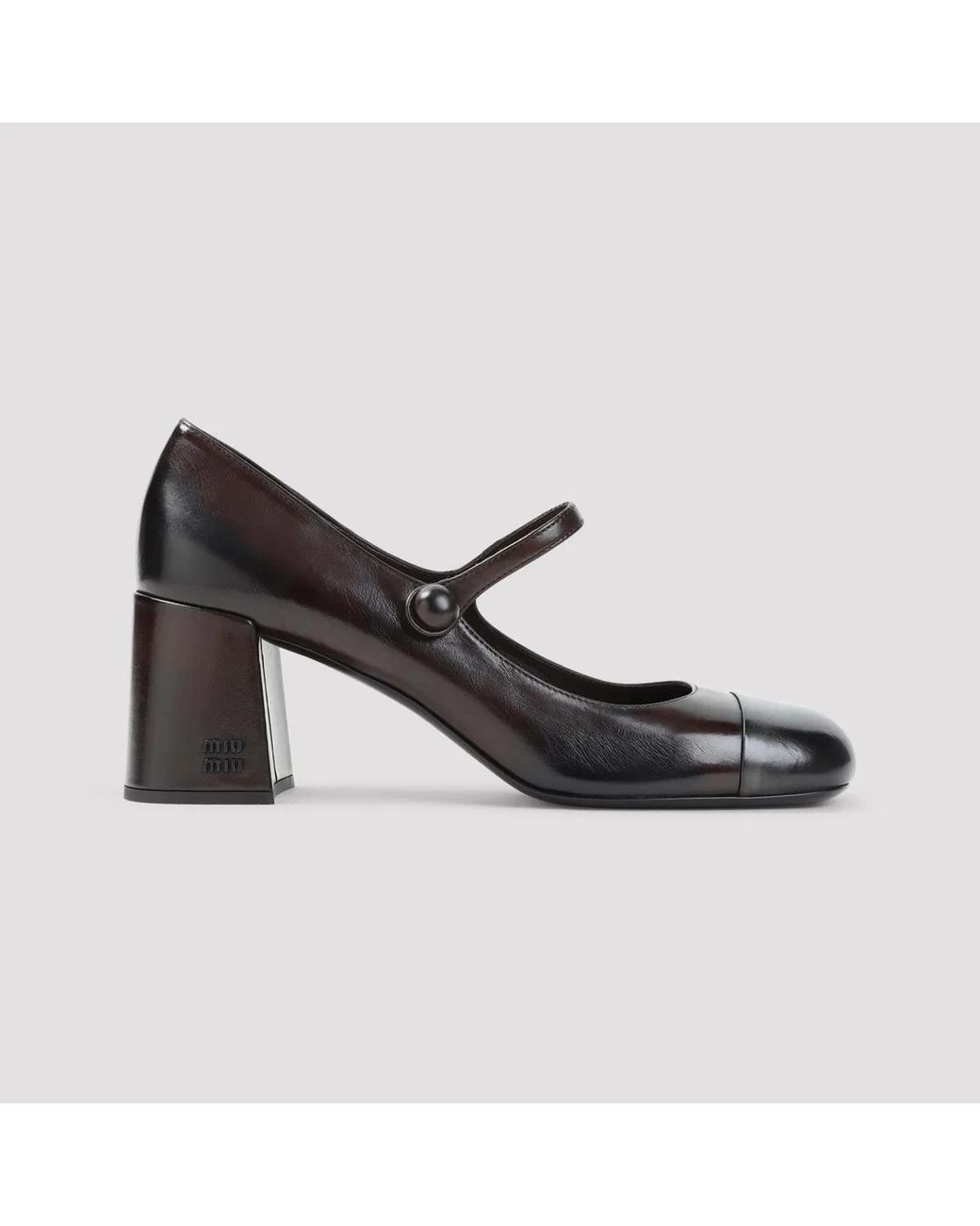 Miu Miu Black Moro Nero Leather Decolletè