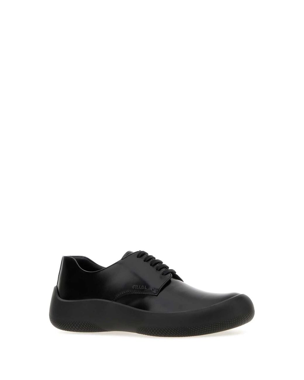 Prada Black Leather Lace-Up Shoes for men