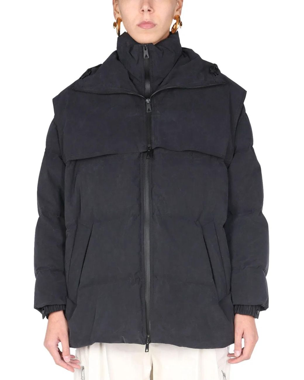 Bottega Veneta Blue Satin Poplin Hooded Down Jacket