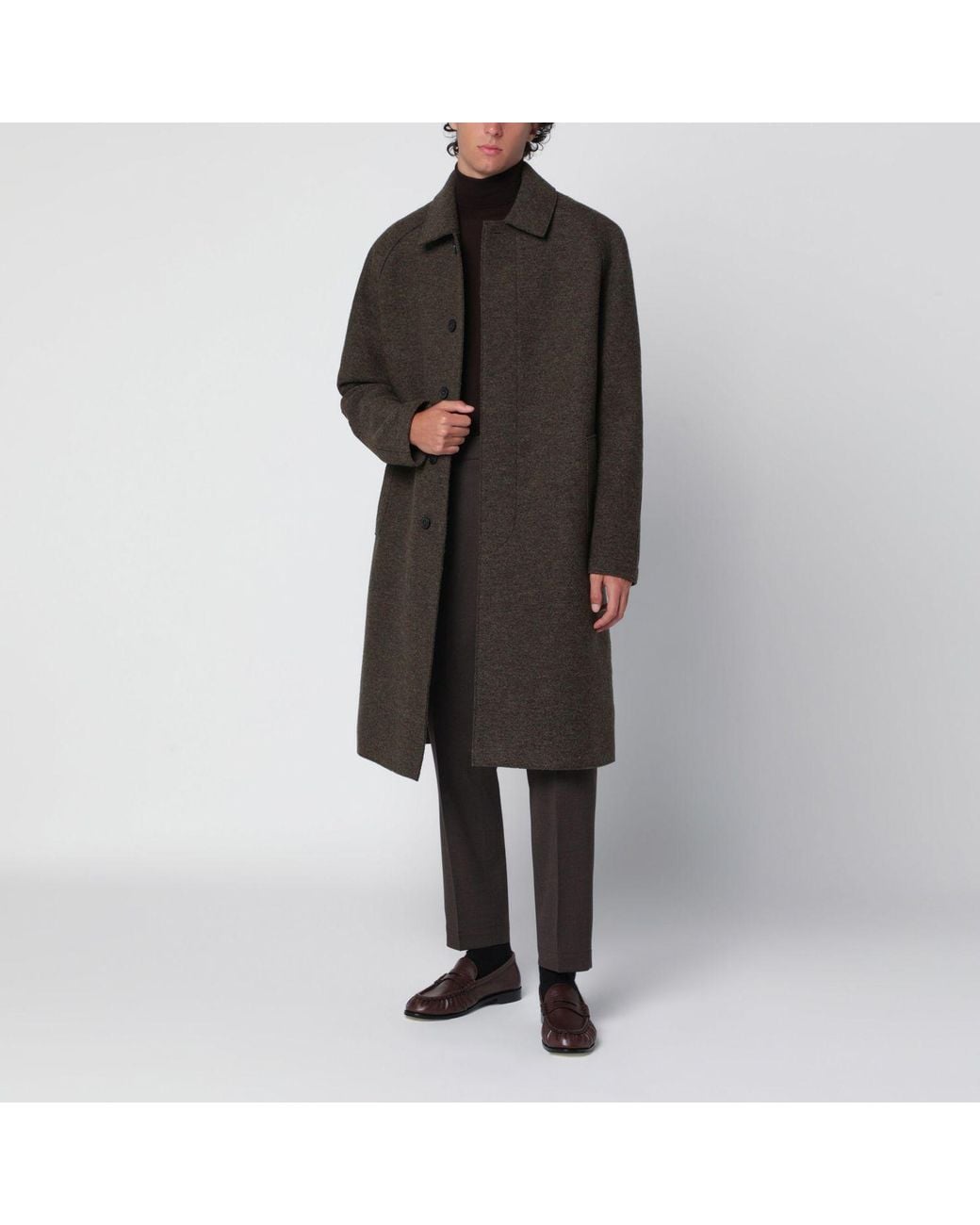 Harris Wharf London Black Singlebreasted Wool Coat for men