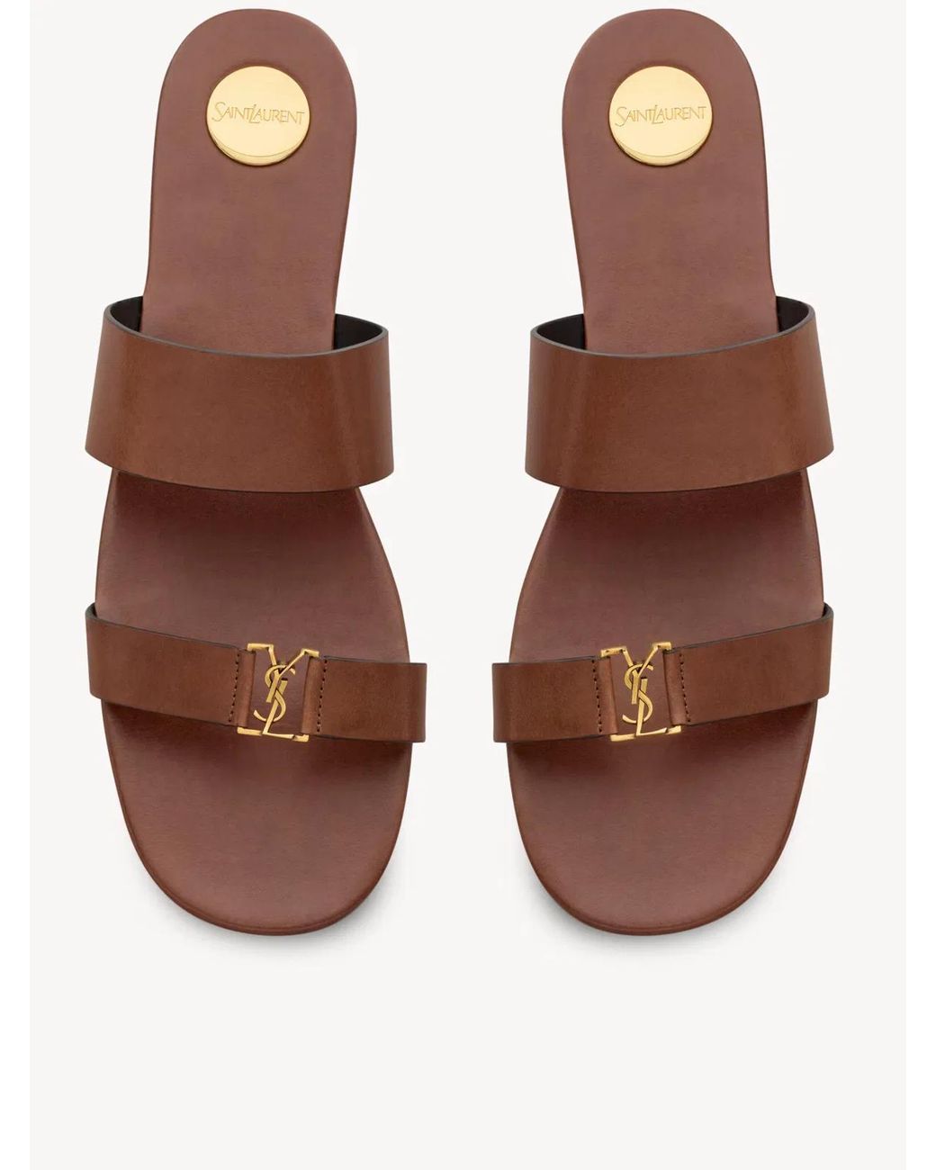 Saint Laurent Brown Babylone 00 Leather Sandals