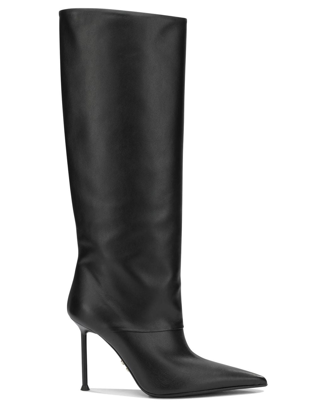 Sergio Levantesi Black Leather Rubber Knee-High Boots