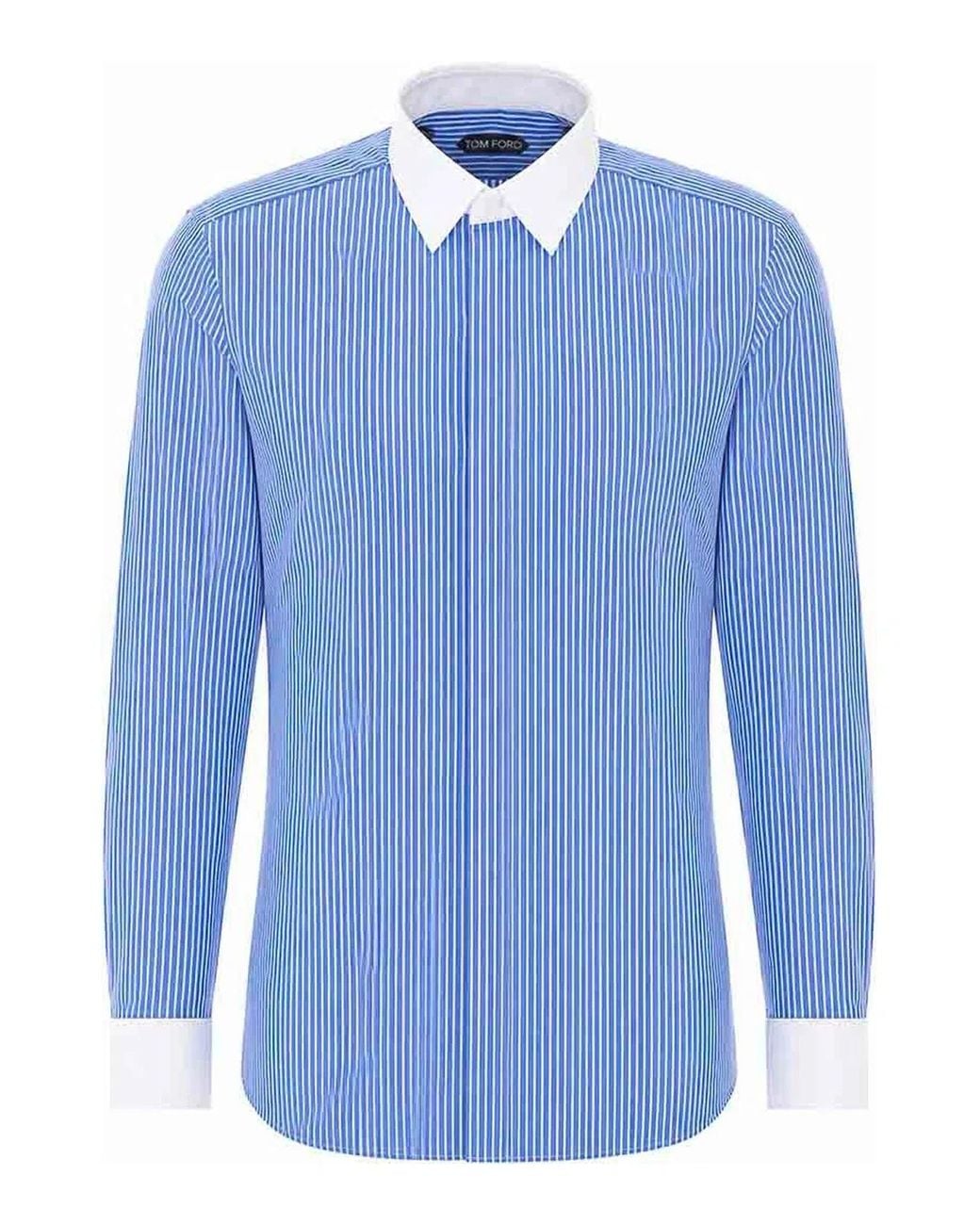 Tom Ford Blue Track Contrast Shirt for men
