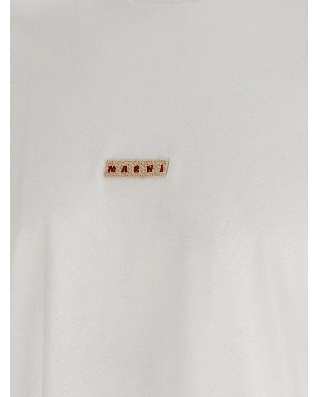Marni White Logo Patch T-Shirt for men