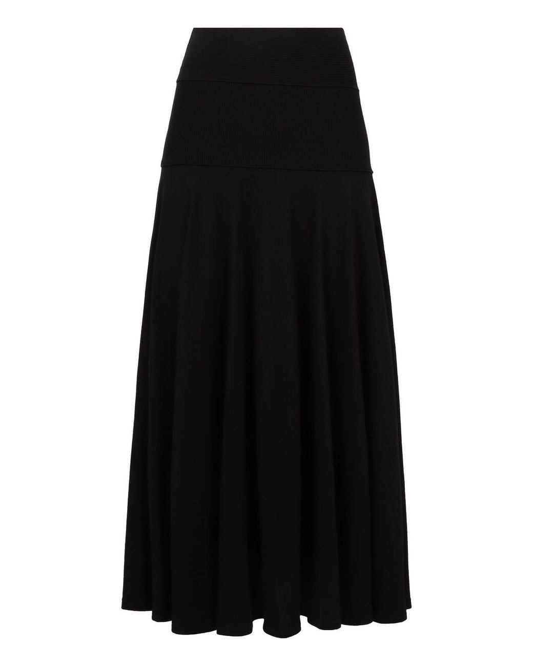 Plan C Black A-Line Midi Skirt
