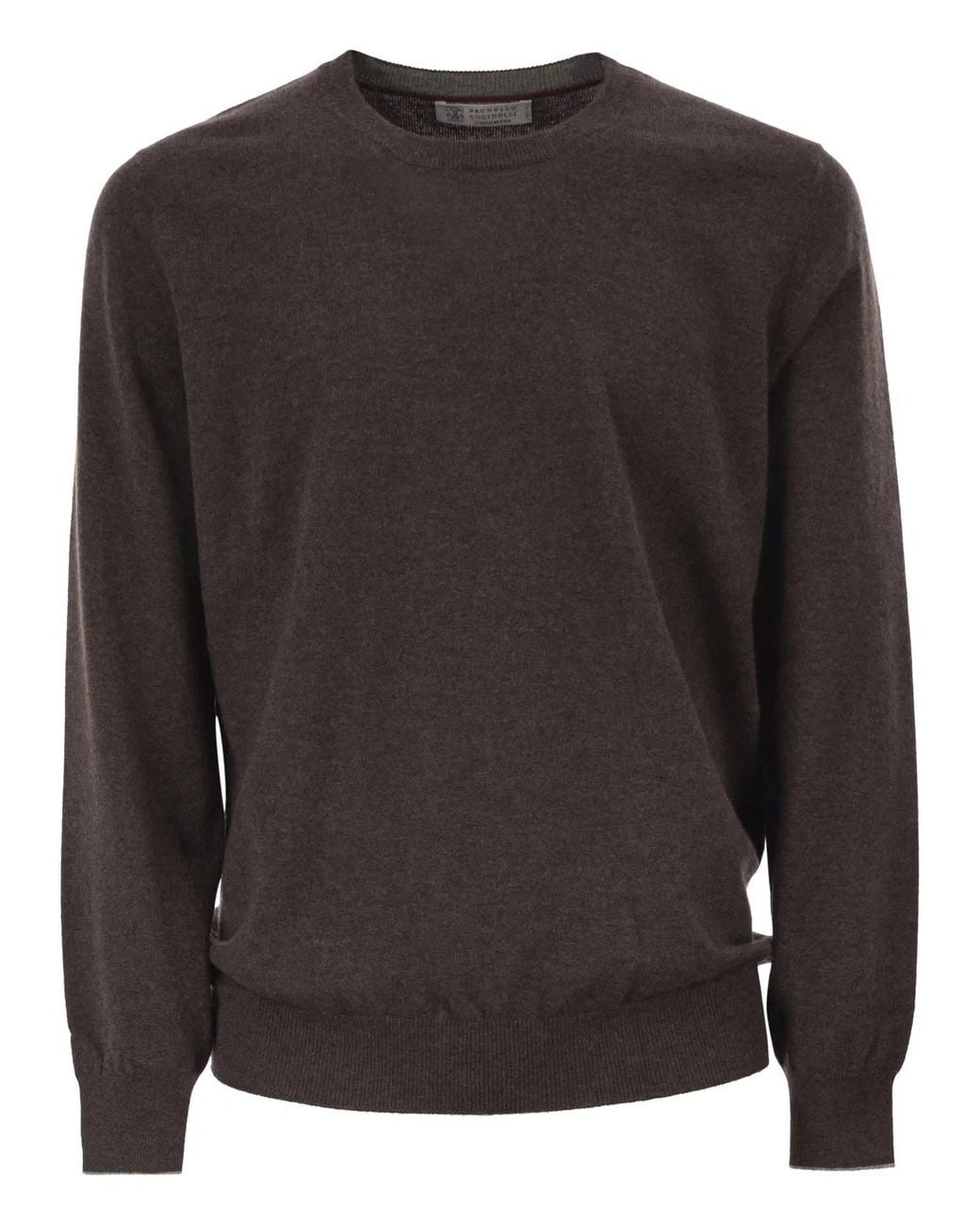 Brunello Cucinelli Brown Pure Cashmere Crew-Neck Sweater for men