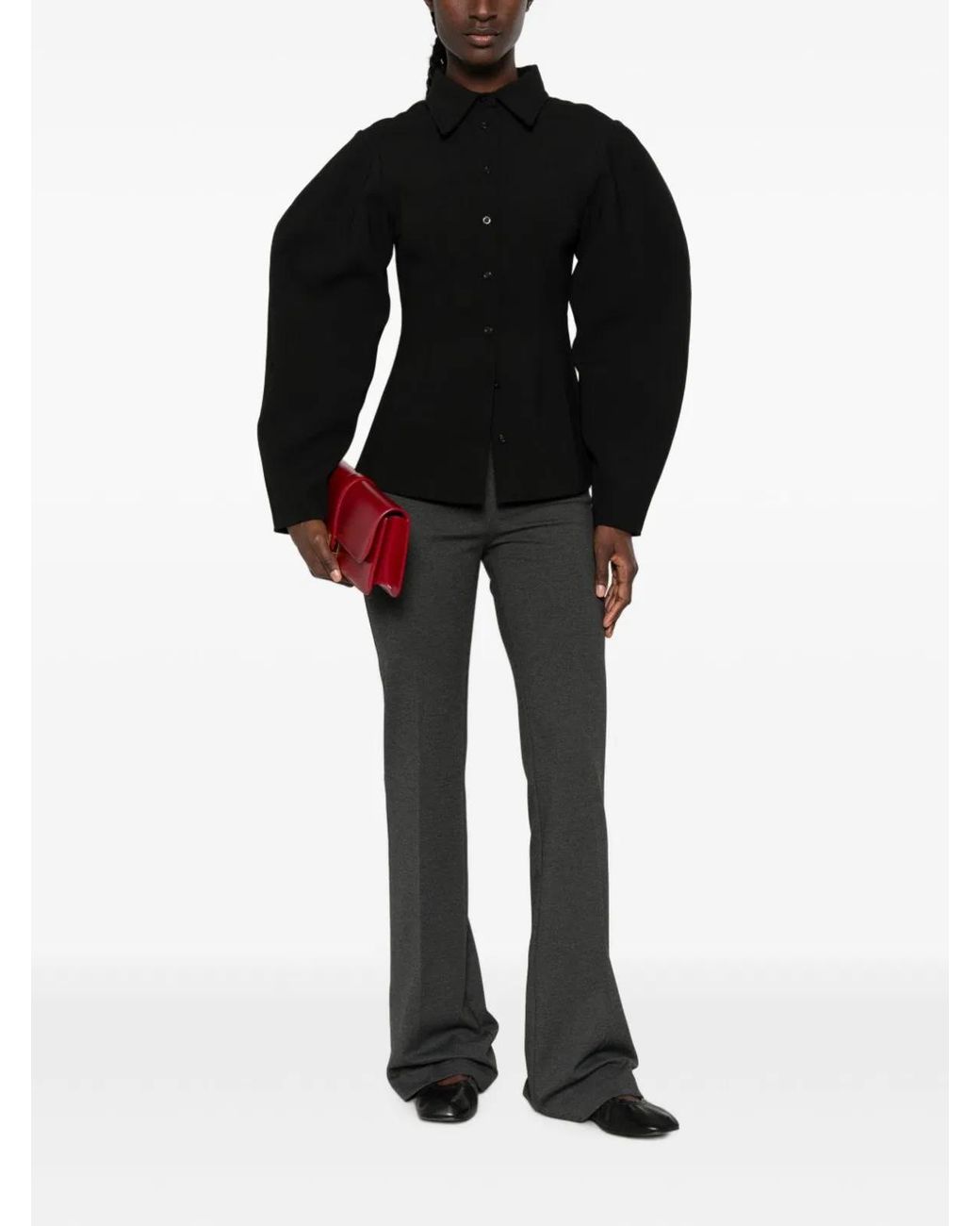 Pinko Gray Straight-Leg Tailored Pants With Mid-Rise Waist And Minimalist Design